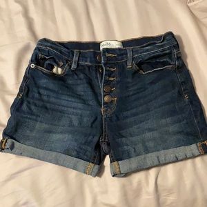 Mid rise midi shorts.